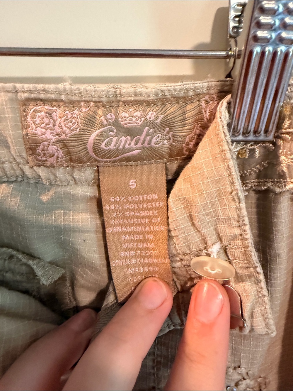 Candie's Beige Cargo Jeans with Embroidered Detail - Picture 3 of 4